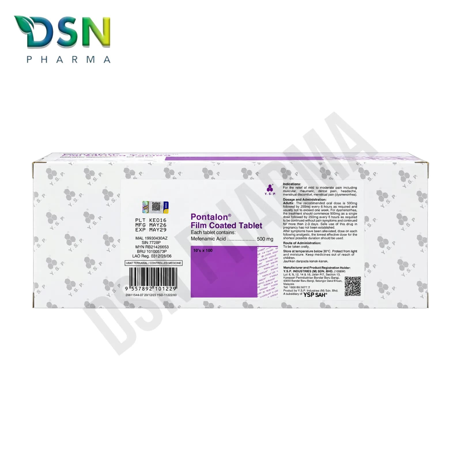 PONTALON 500MG TABLET 100X10s