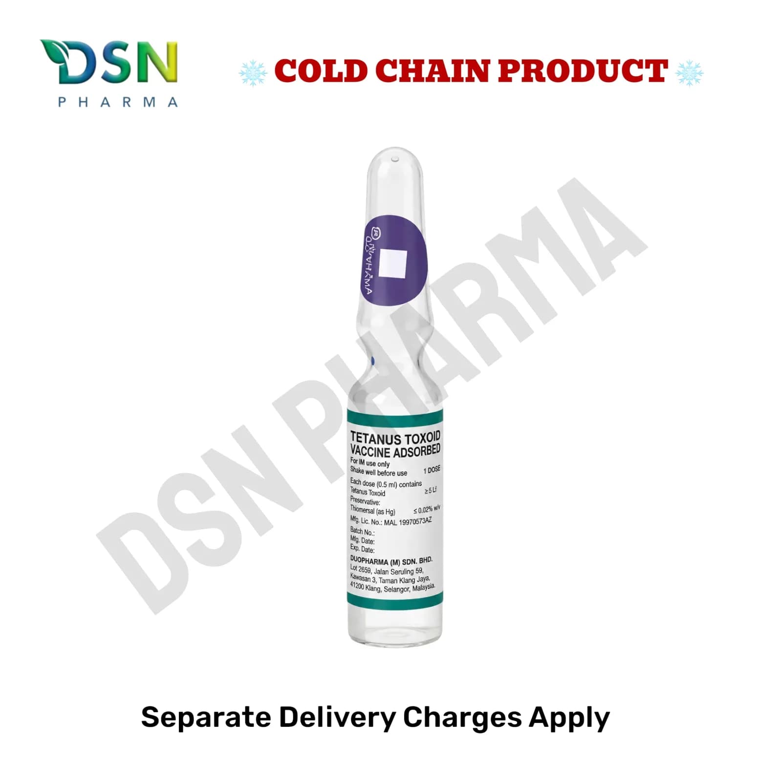TETANUS TOXOID VACCINE 1 DOSE