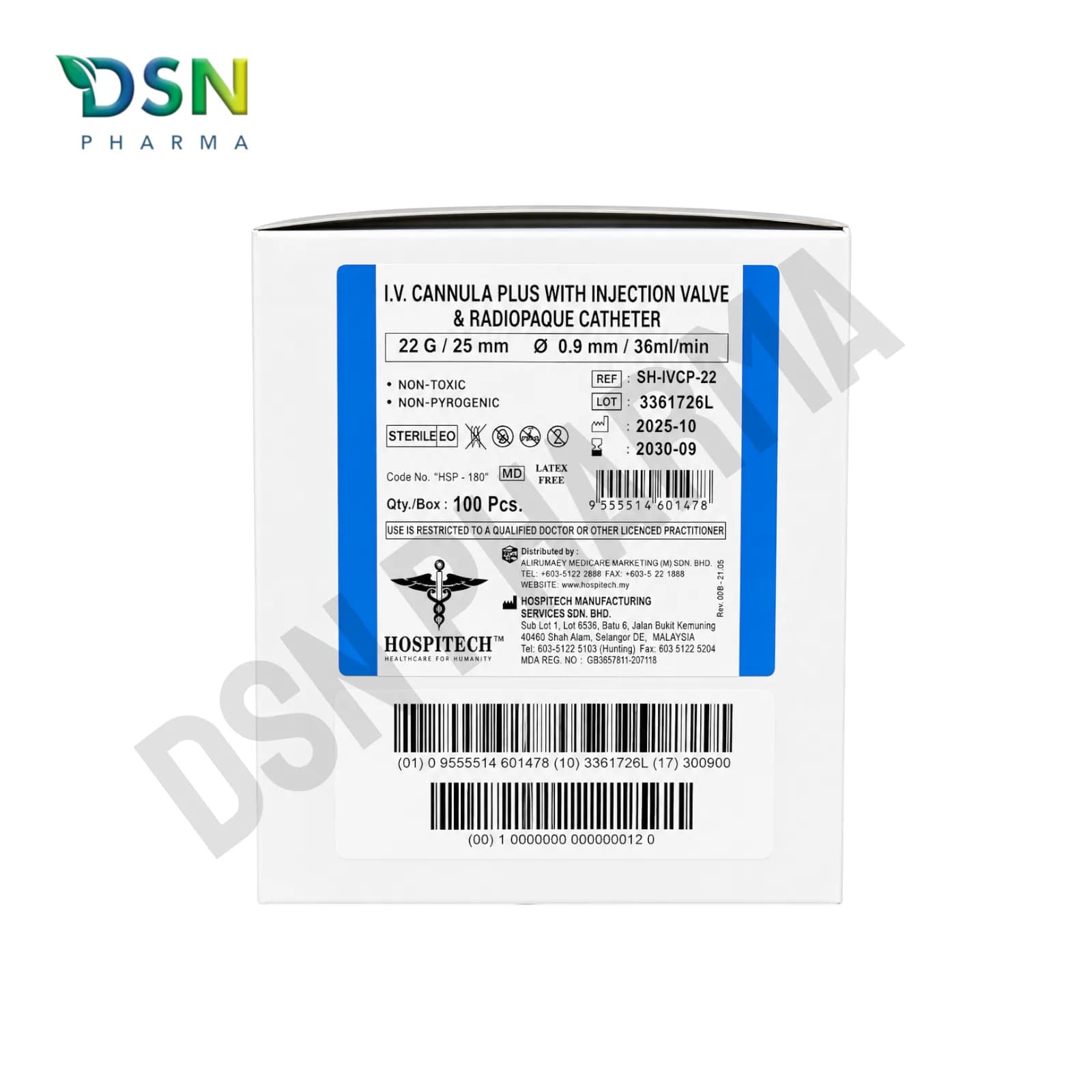 IV CANNULA SZ 22G BLUE 100PCS