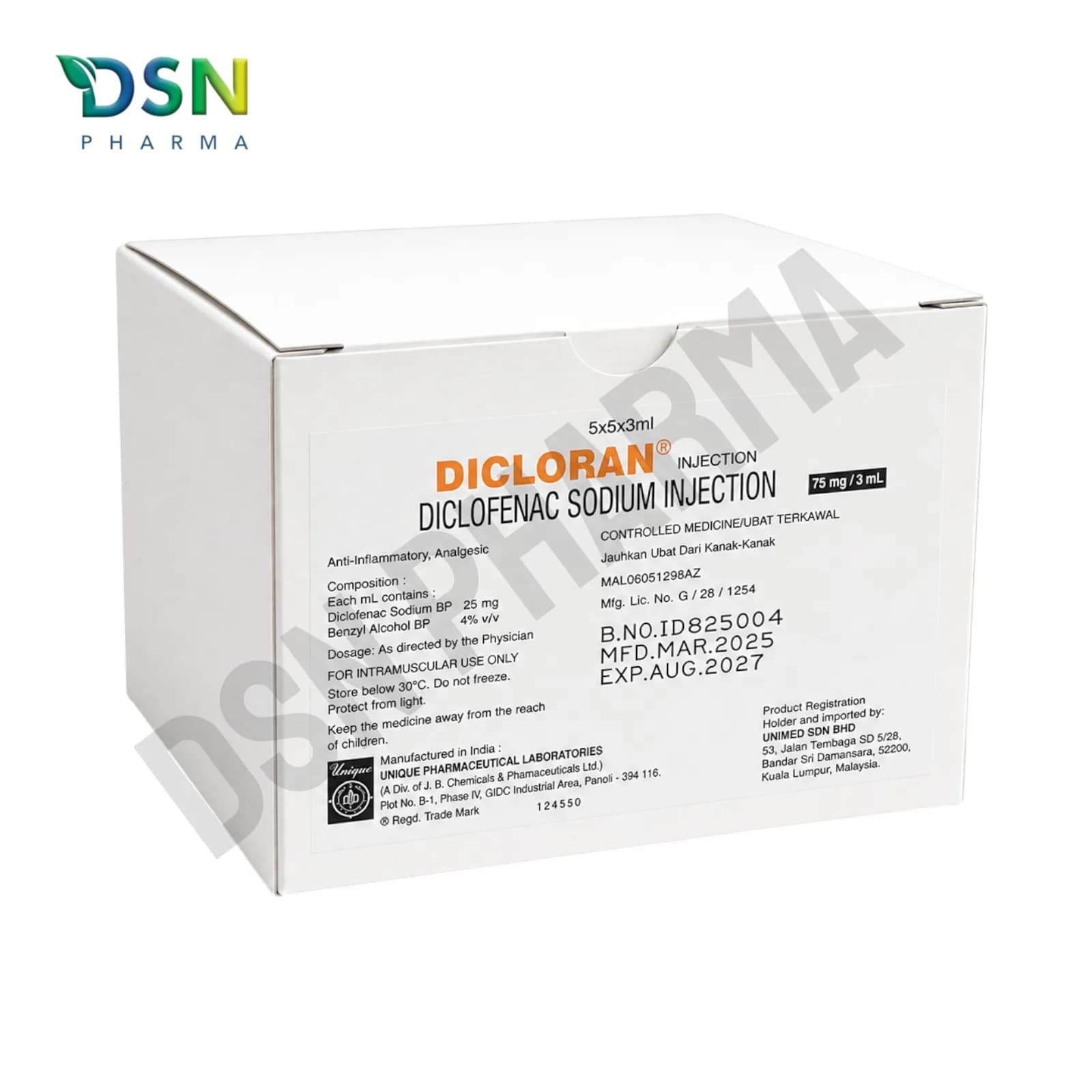 DICLORAN 75MG/3ML AMP 5X5s